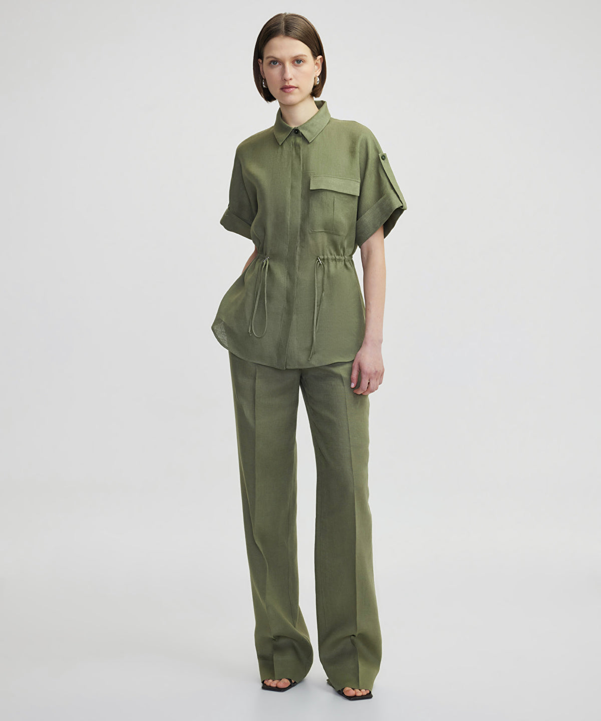 Zoomed Adjustable Waist Linen Shirt