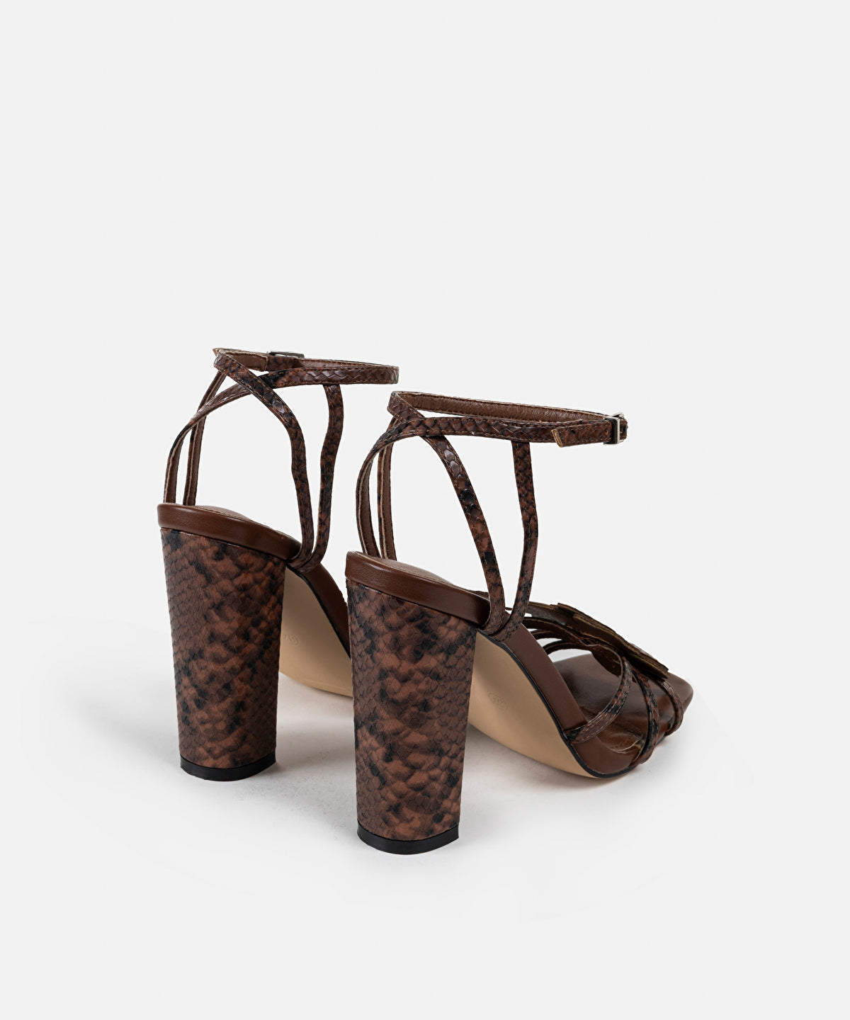 Zoomed Snake-Effect Heels With Floral Detail