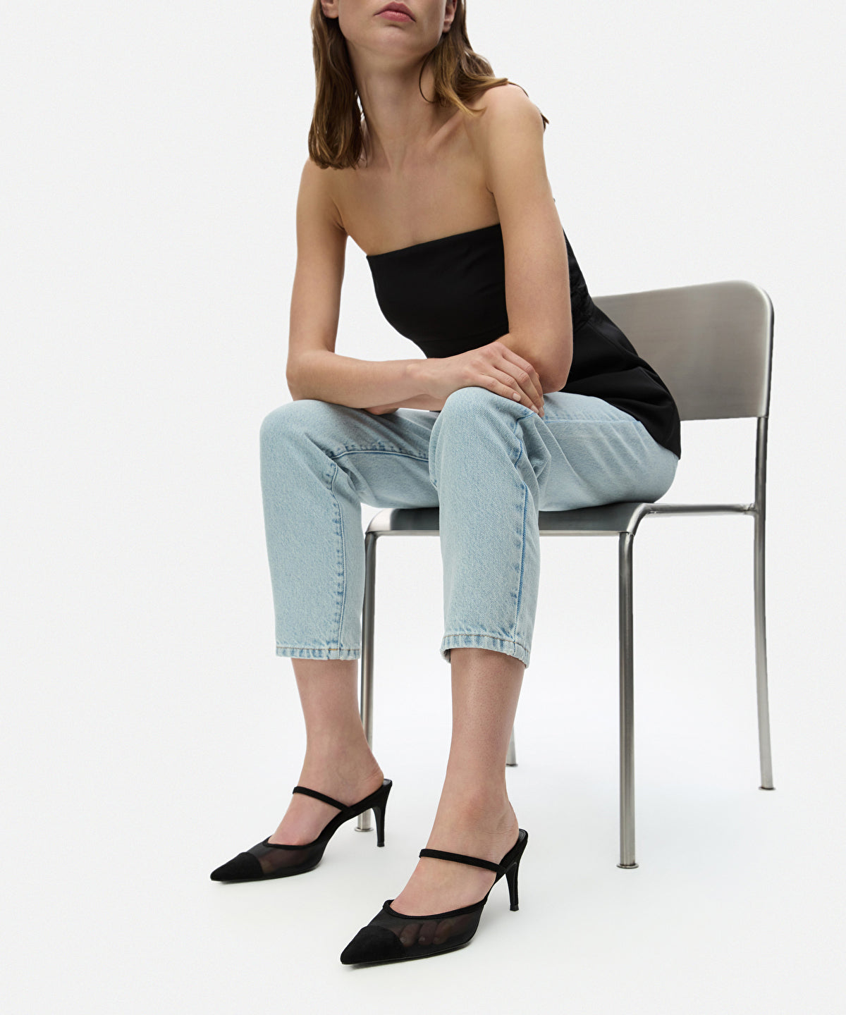 Zoomed Mesh Heeled Mules