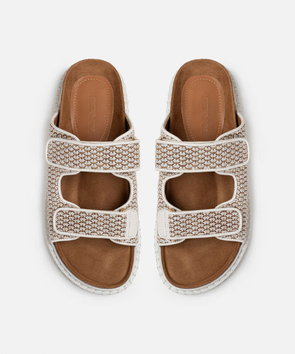 Double-Strap Textured Slippers