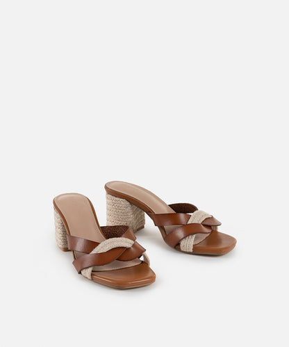 Contrast Block Heel Sandals
