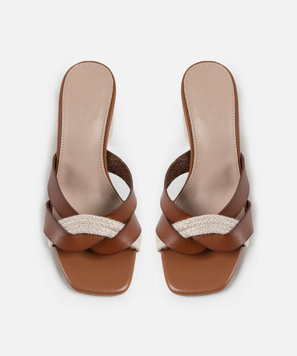 Contrast Block Heel Sandals