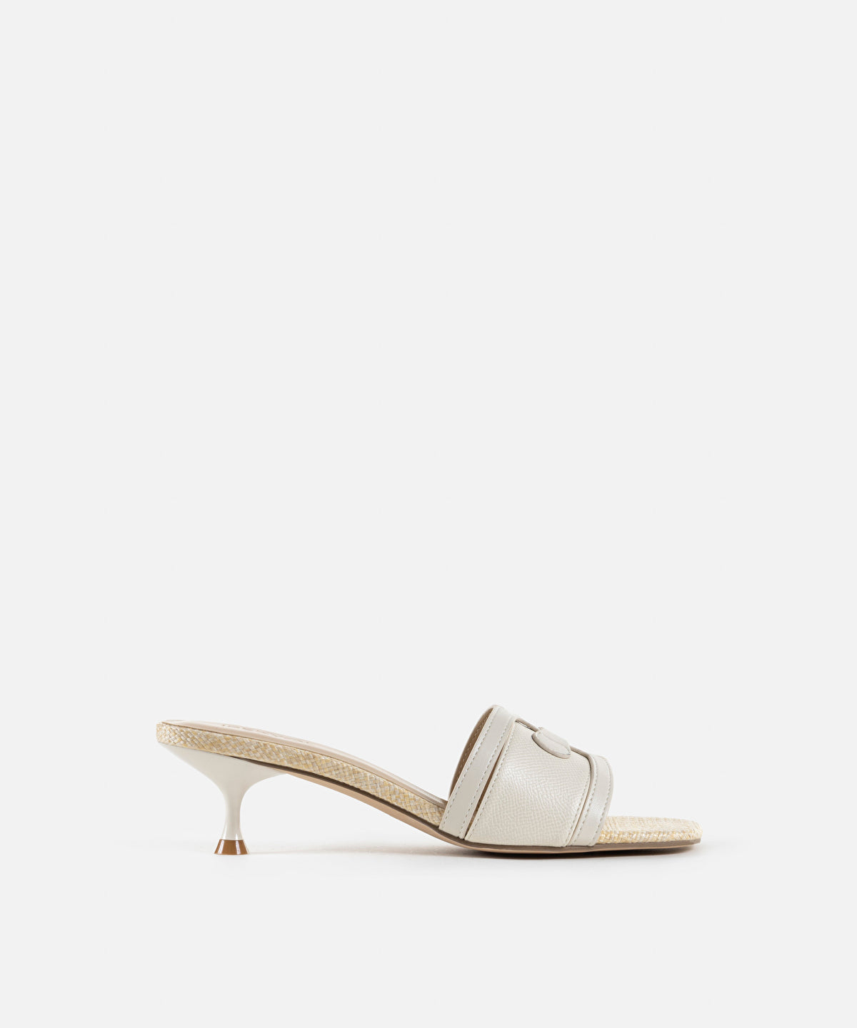 Kitten-Heel Contrast Slippers