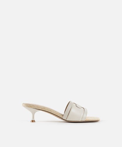 Kitten-Heel Contrast Slippers