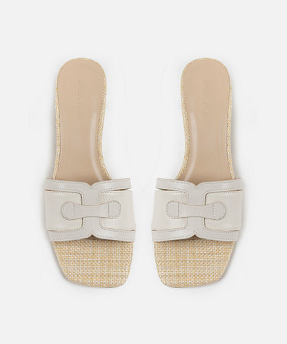 Kitten-Heel Contrast Slippers
