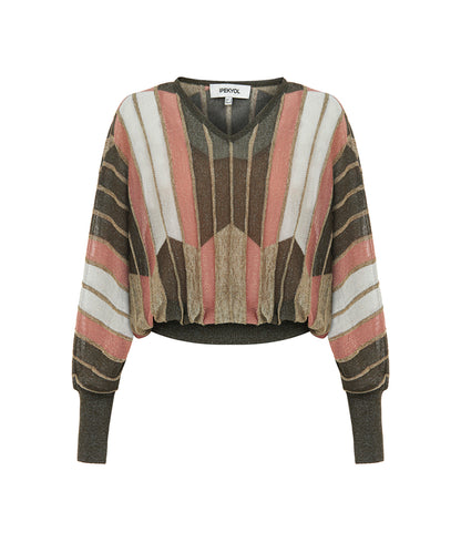 Color block knit sweater