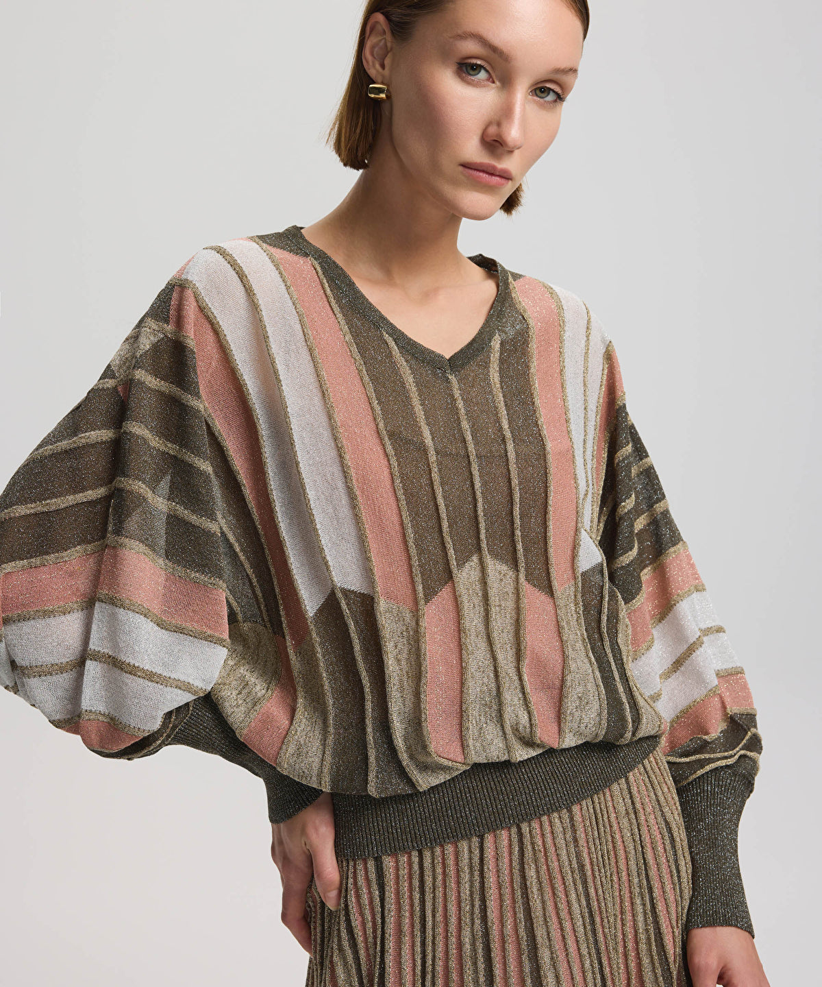 Color block knit sweater