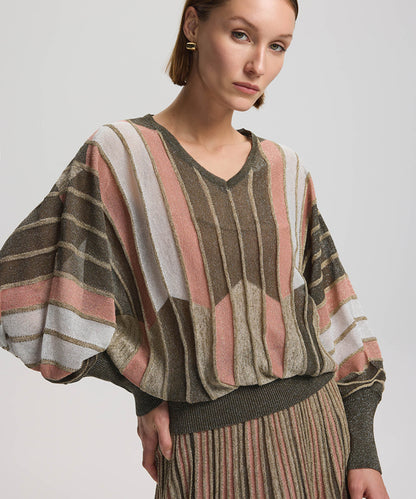 Color block knit sweater