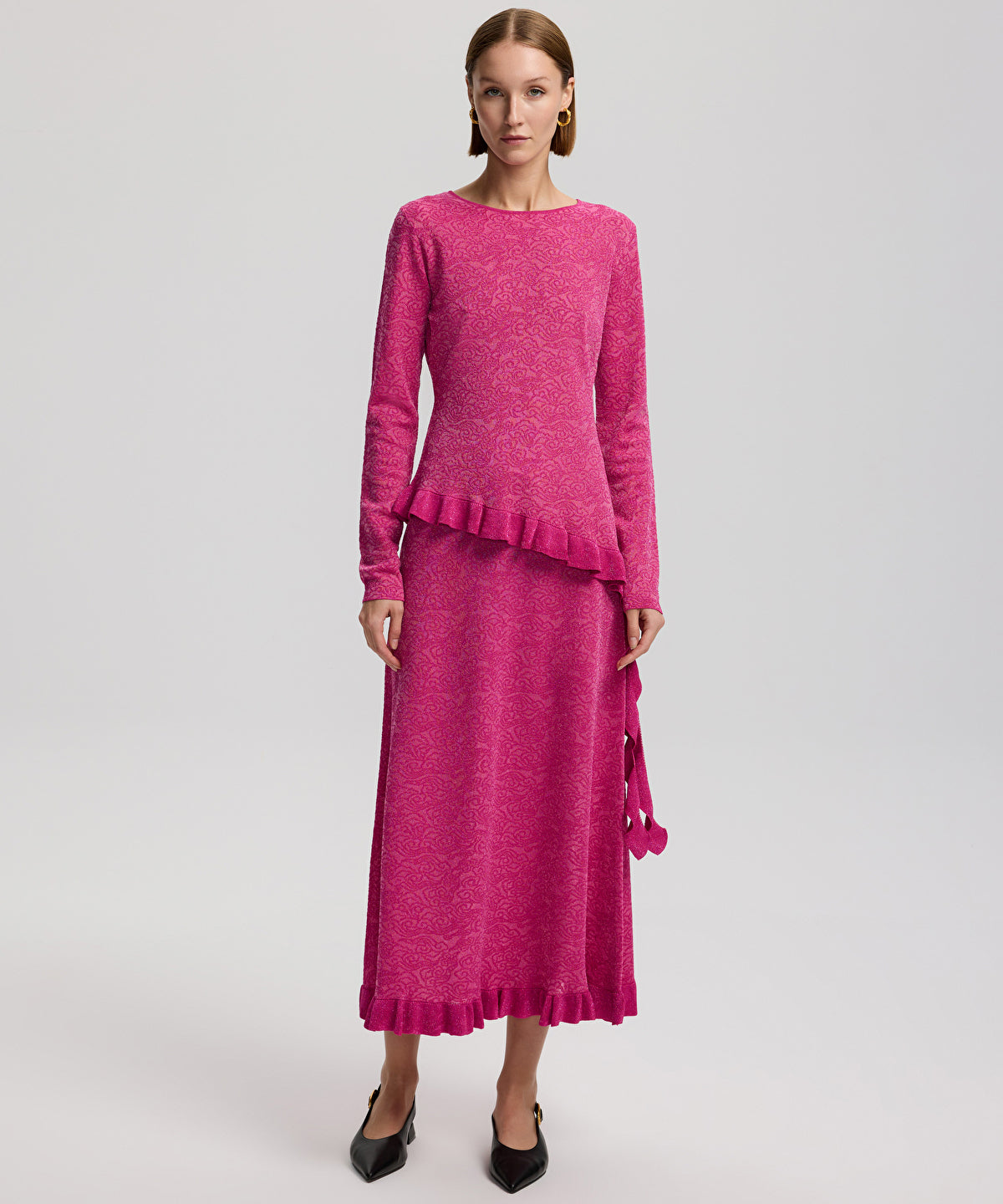 Zoomed Jacquard Long Sleeve Knit Top