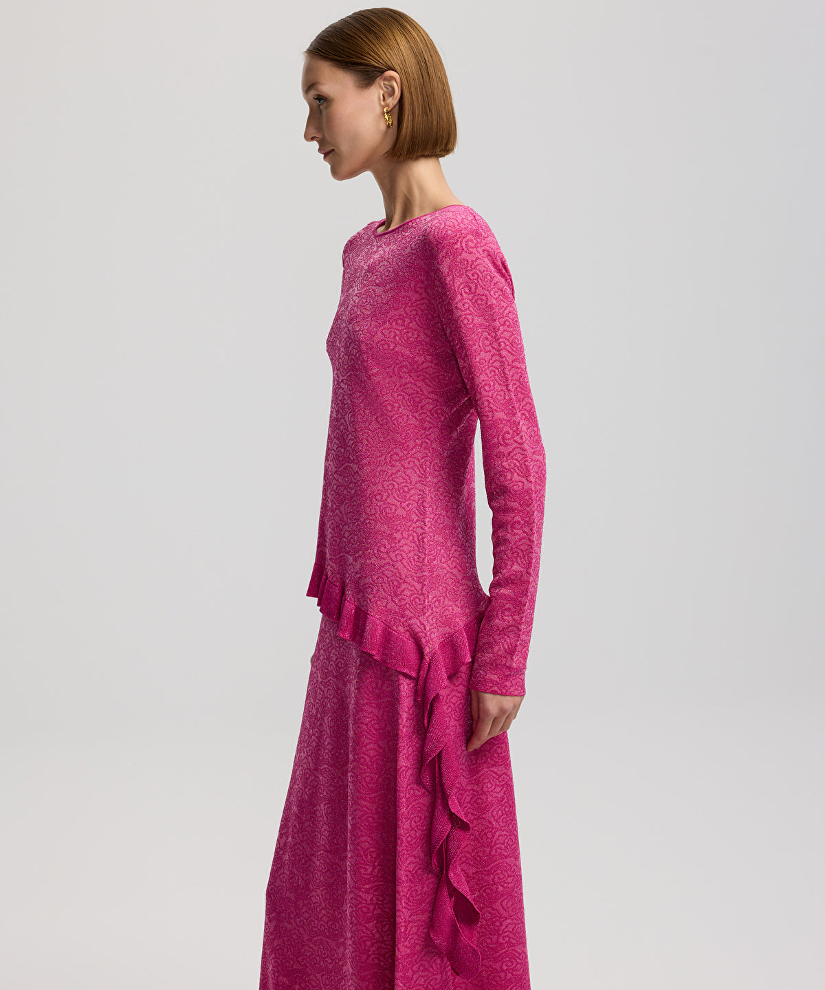Zoomed Jacquard Long Sleeve Knit Top