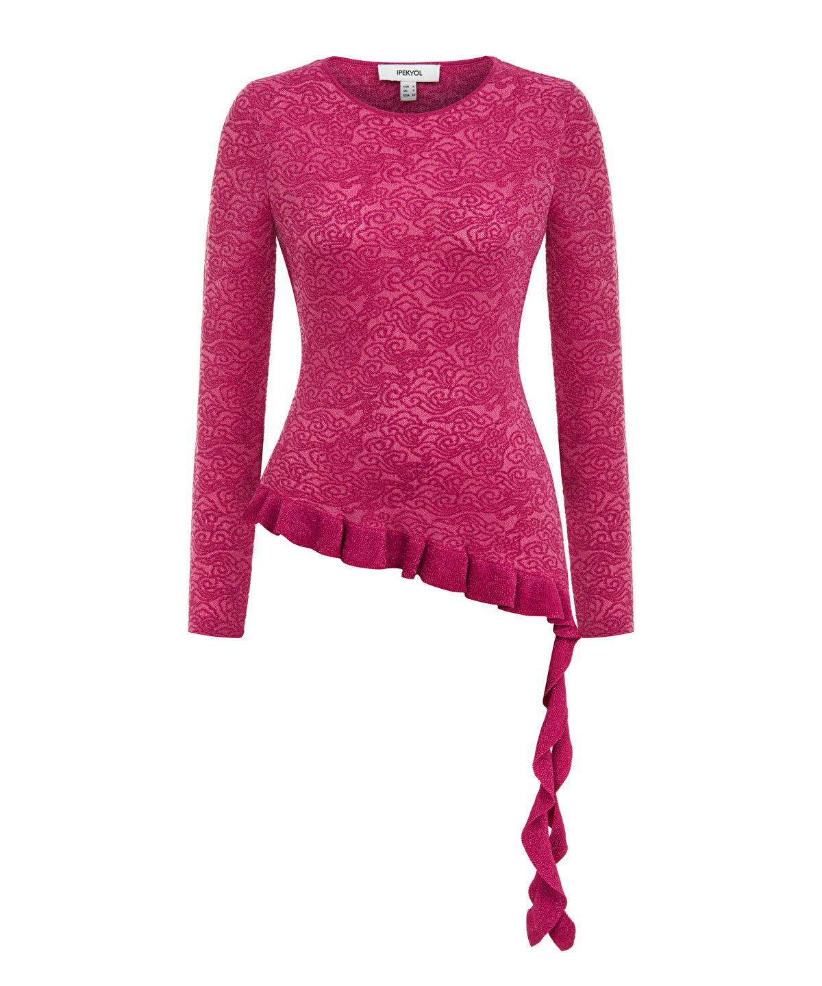 Zoomed Jacquard Long Sleeve Knit Top