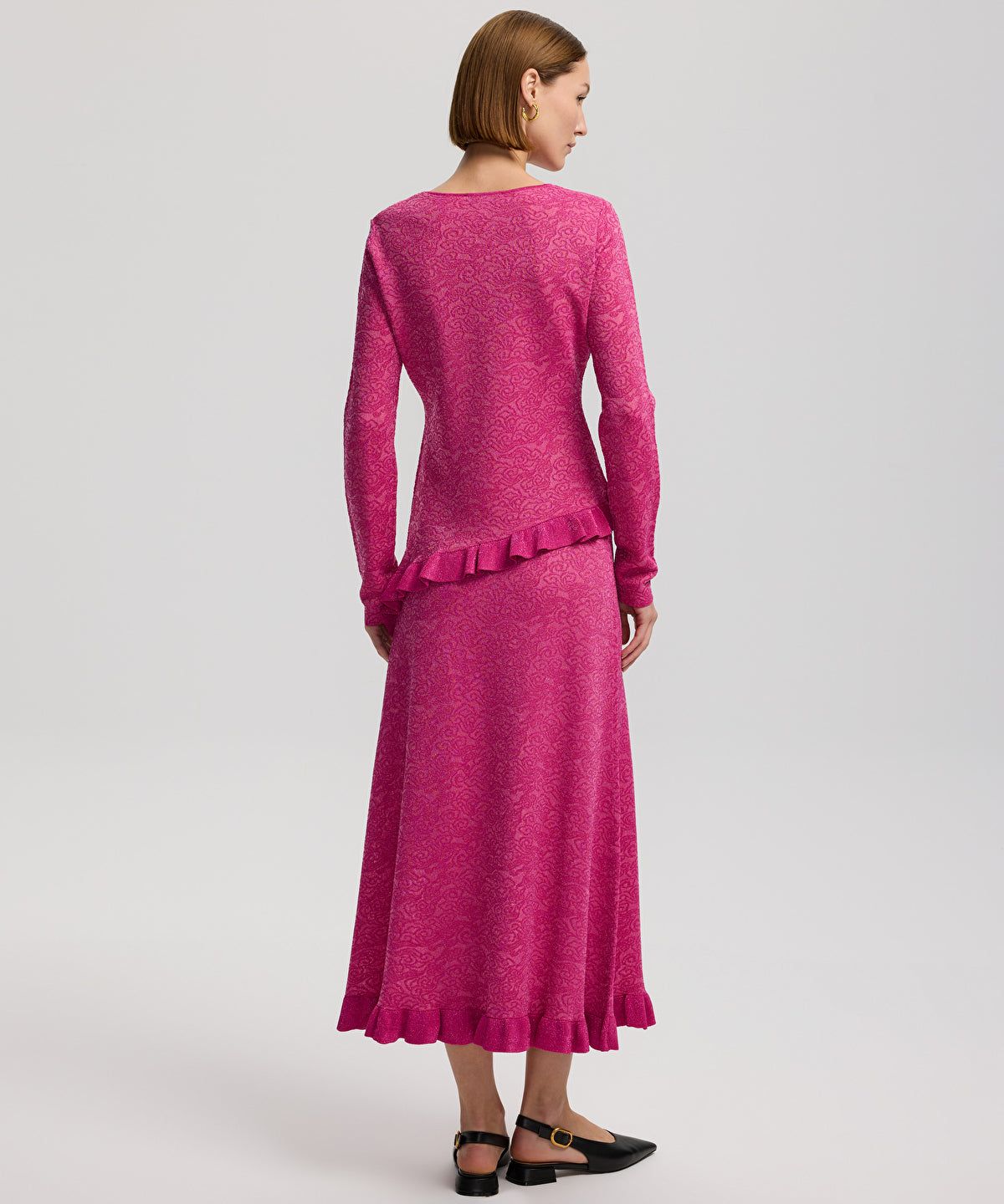 Zoomed Jacquard Long Sleeve Knit Top