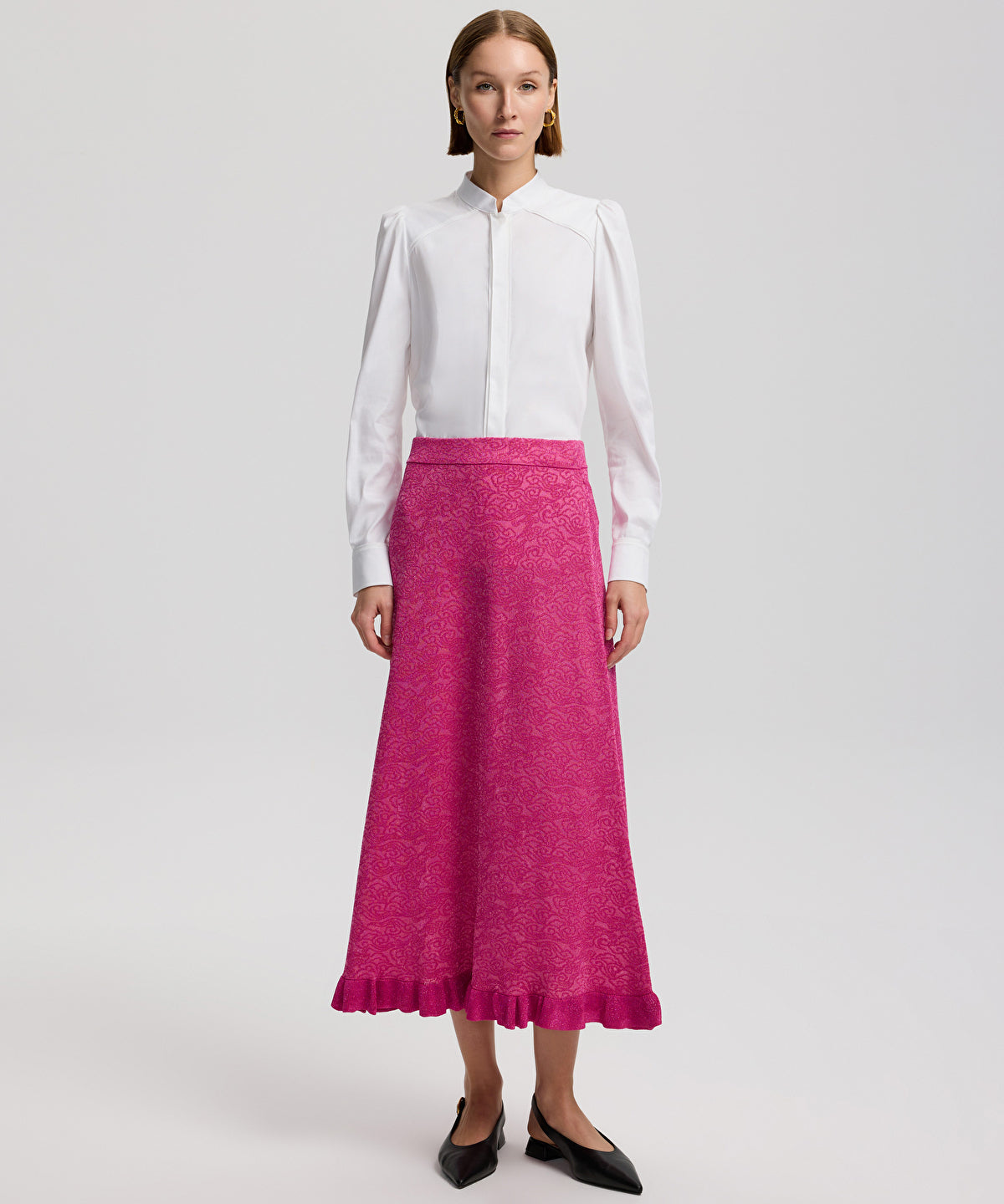 Zoomed Jacquard Long Sleeve Knit Top