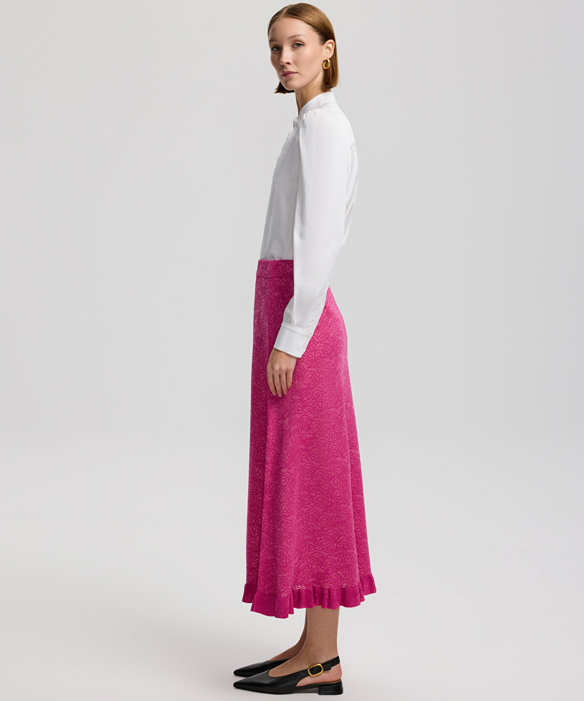 Zoomed Jacquard Long Sleeve Knit Top