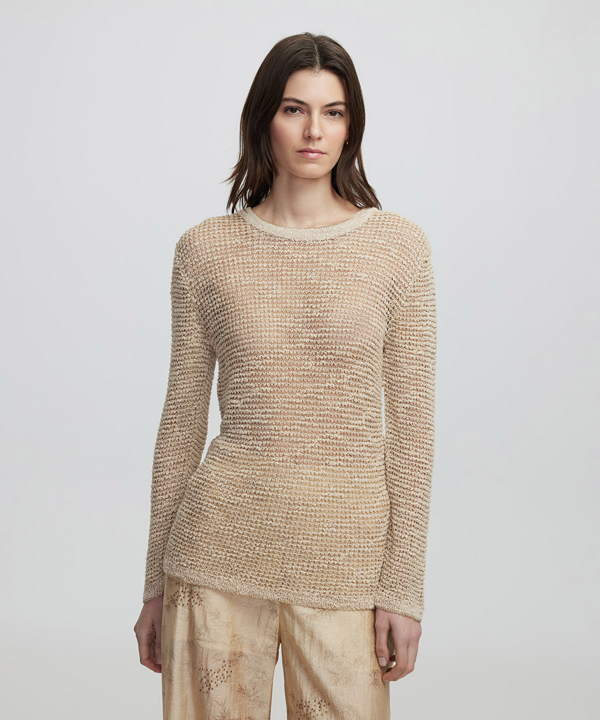 Zoomed Openwork Knit Sweater