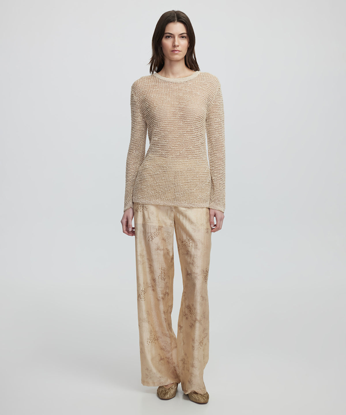 Zoomed Openwork Knit Sweater