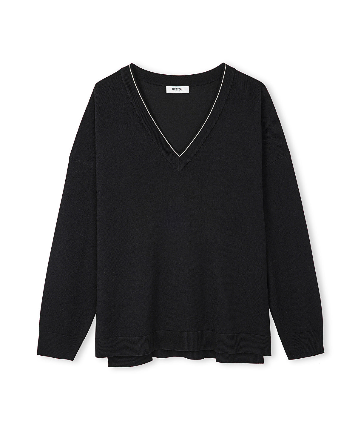 Zoomed Knit Sweater With Rhinestones