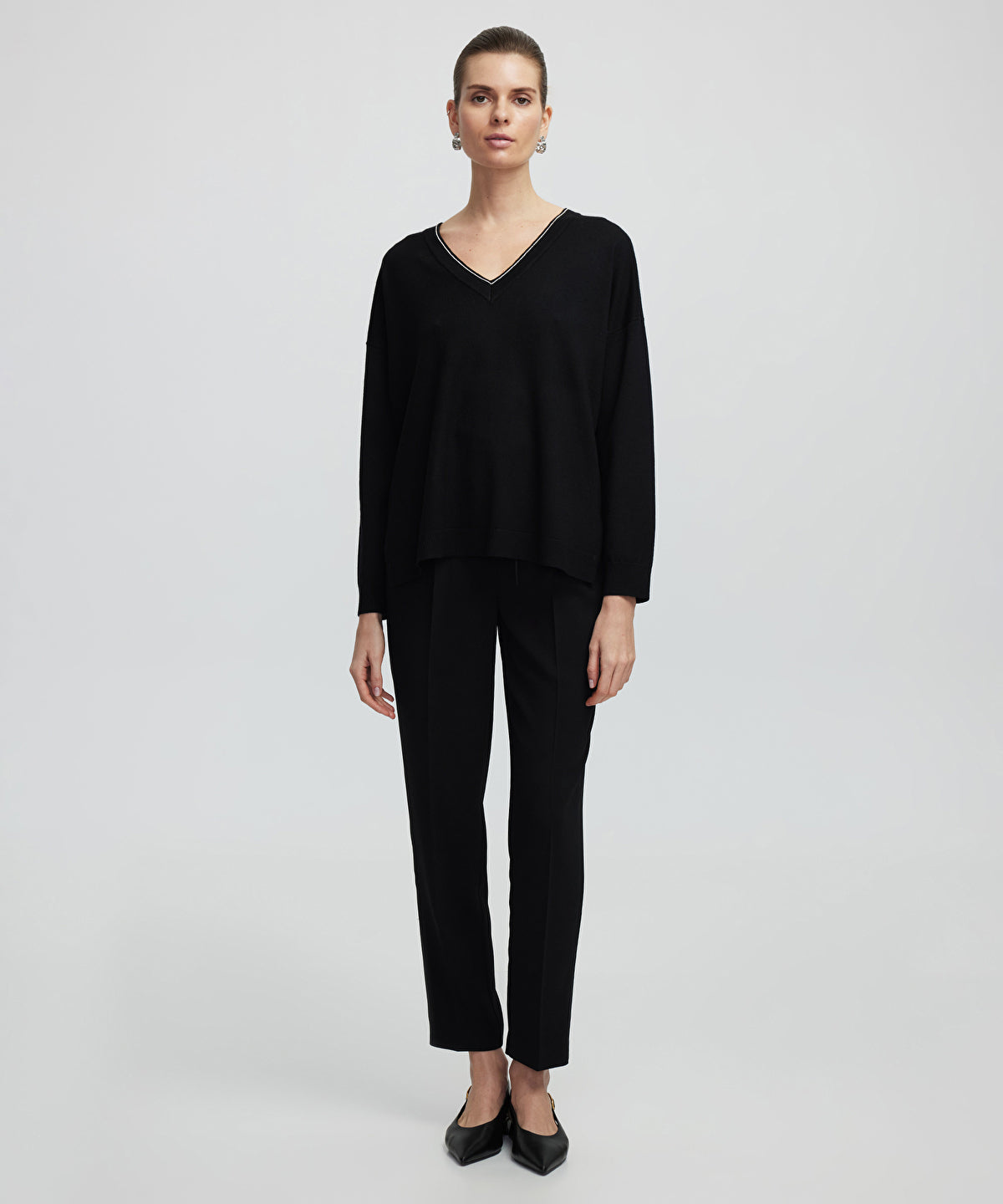 Zoomed Knit Sweater With Rhinestones