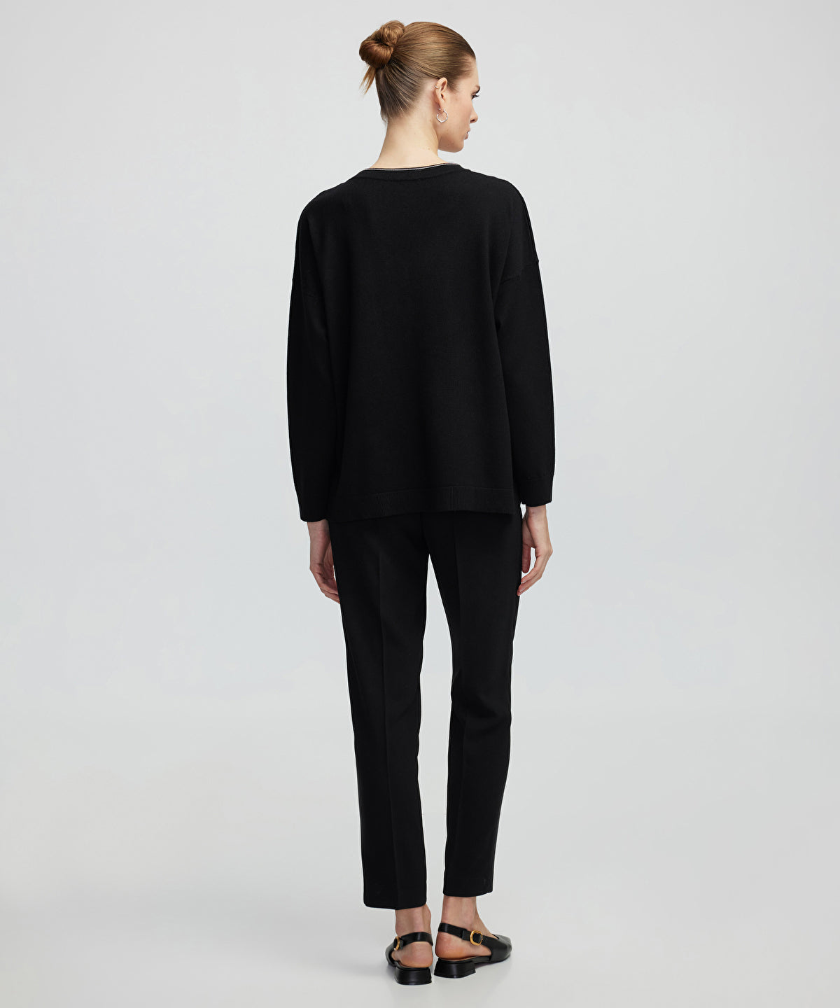 Zoomed Knit Sweater With Rhinestones