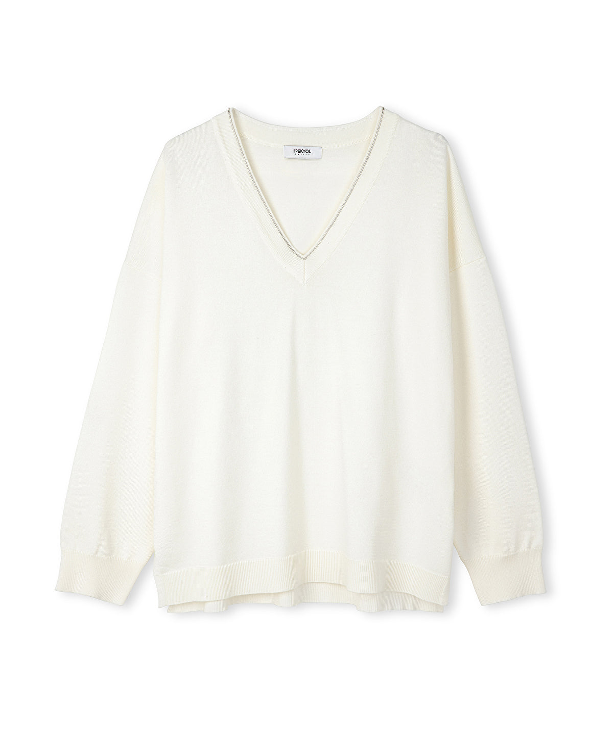 Zoomed Knit Sweater With Rhinestones