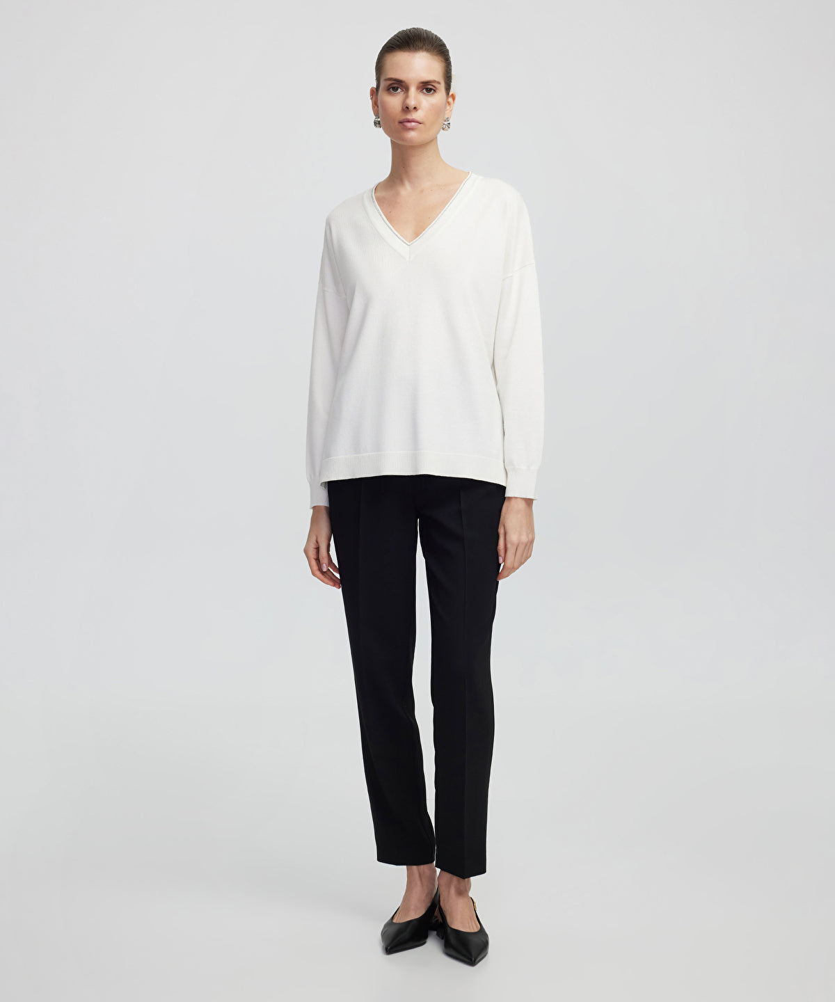 Zoomed Knit Sweater With Rhinestones