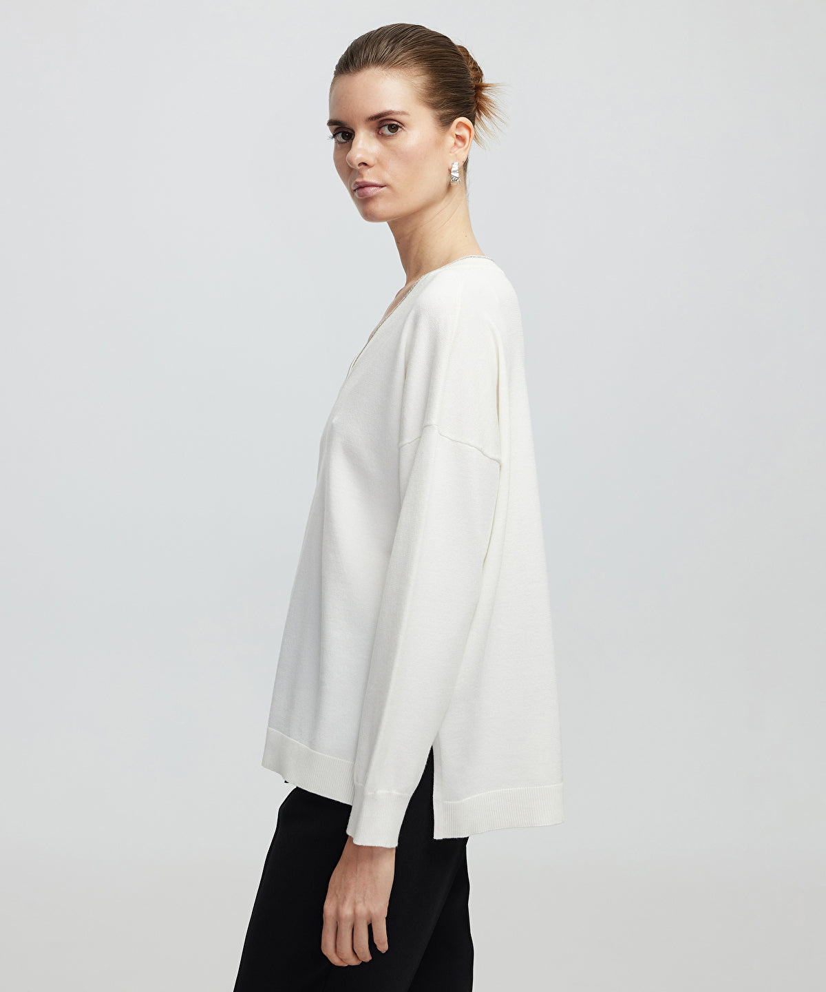 Zoomed Knit Sweater With Rhinestones