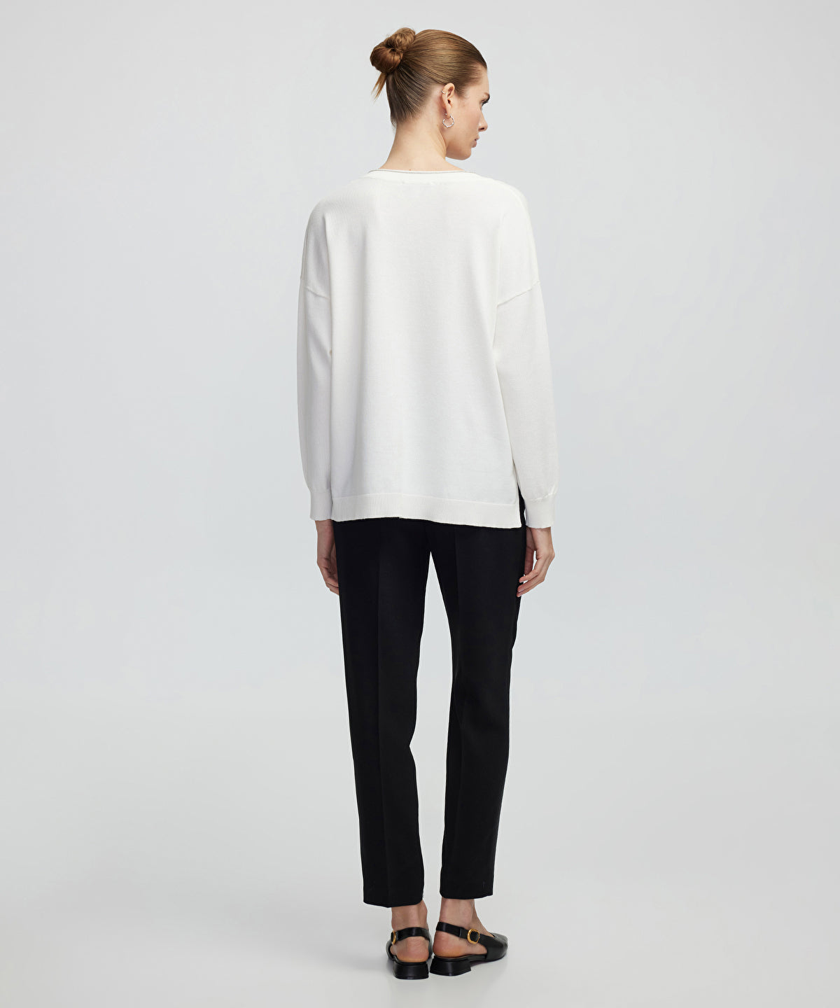 Zoomed Knit Sweater With Rhinestones