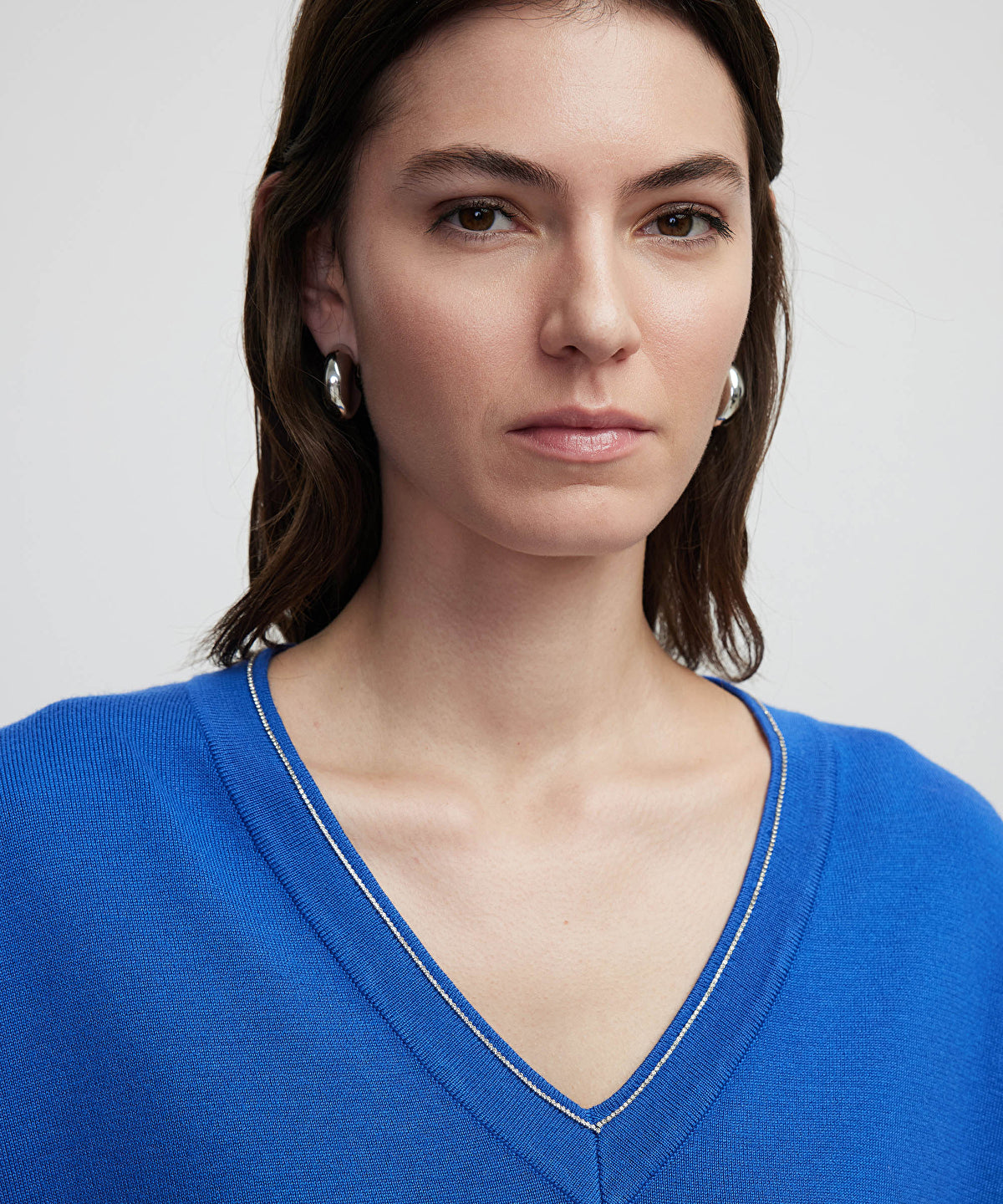 Zoomed Knit Sweater With Rhinestones