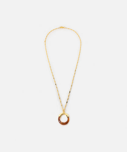 Resin and metal pendant necklace