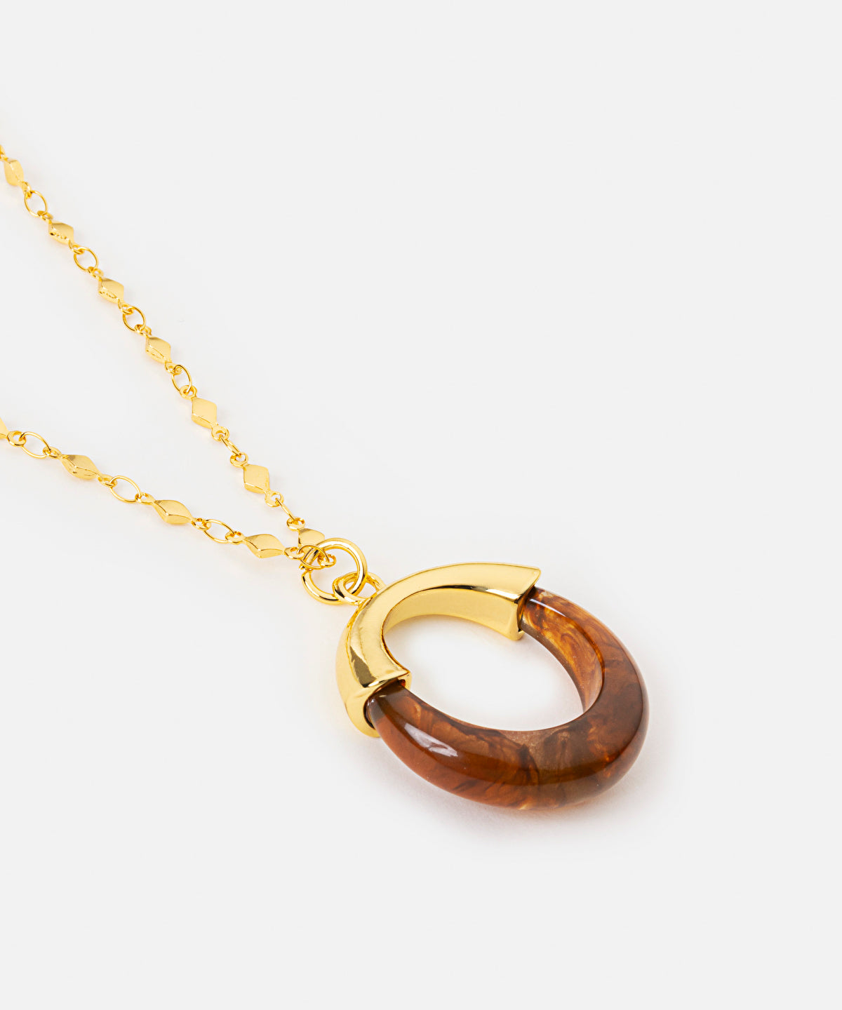 Resin and metal pendant necklace