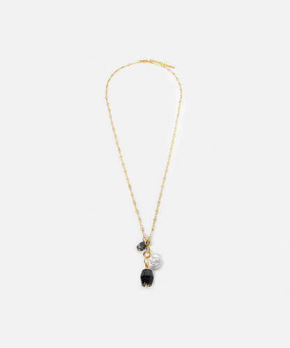 Faux Pearl And Stone Pendant Necklace