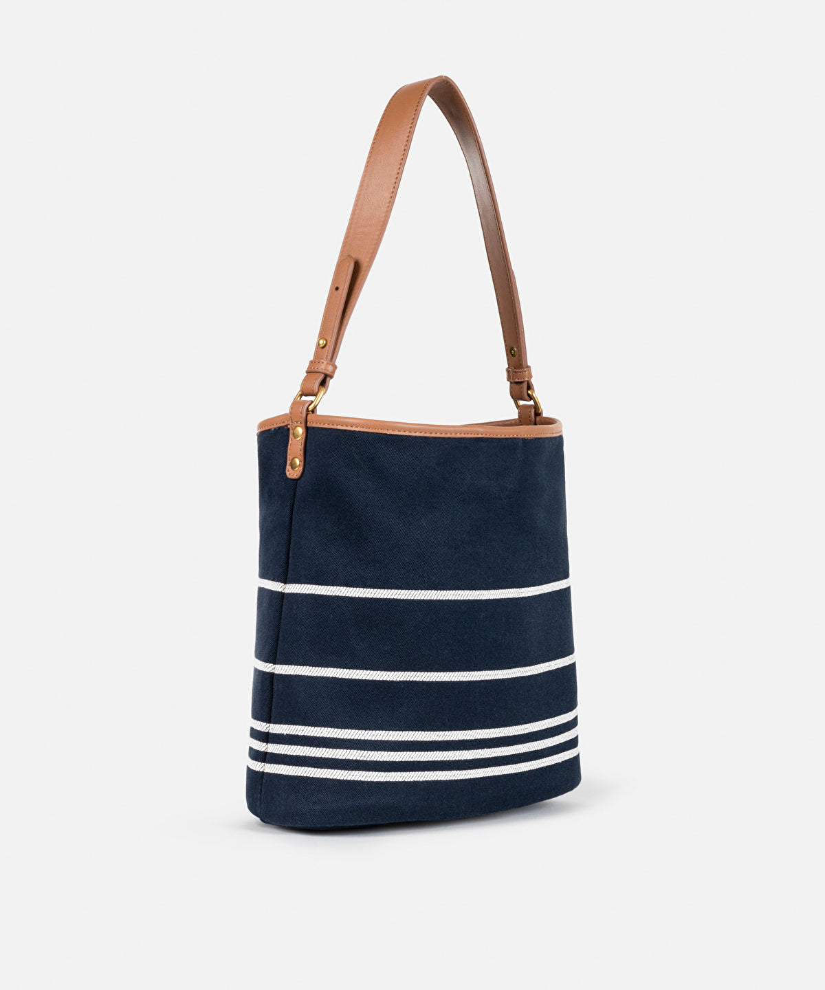Striped bucket bag
