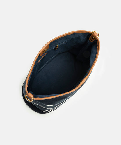 Striped bucket bag