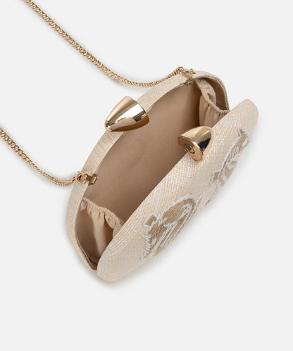 Embroidered Raffia Bag