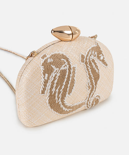 Embroidered Raffia Bag