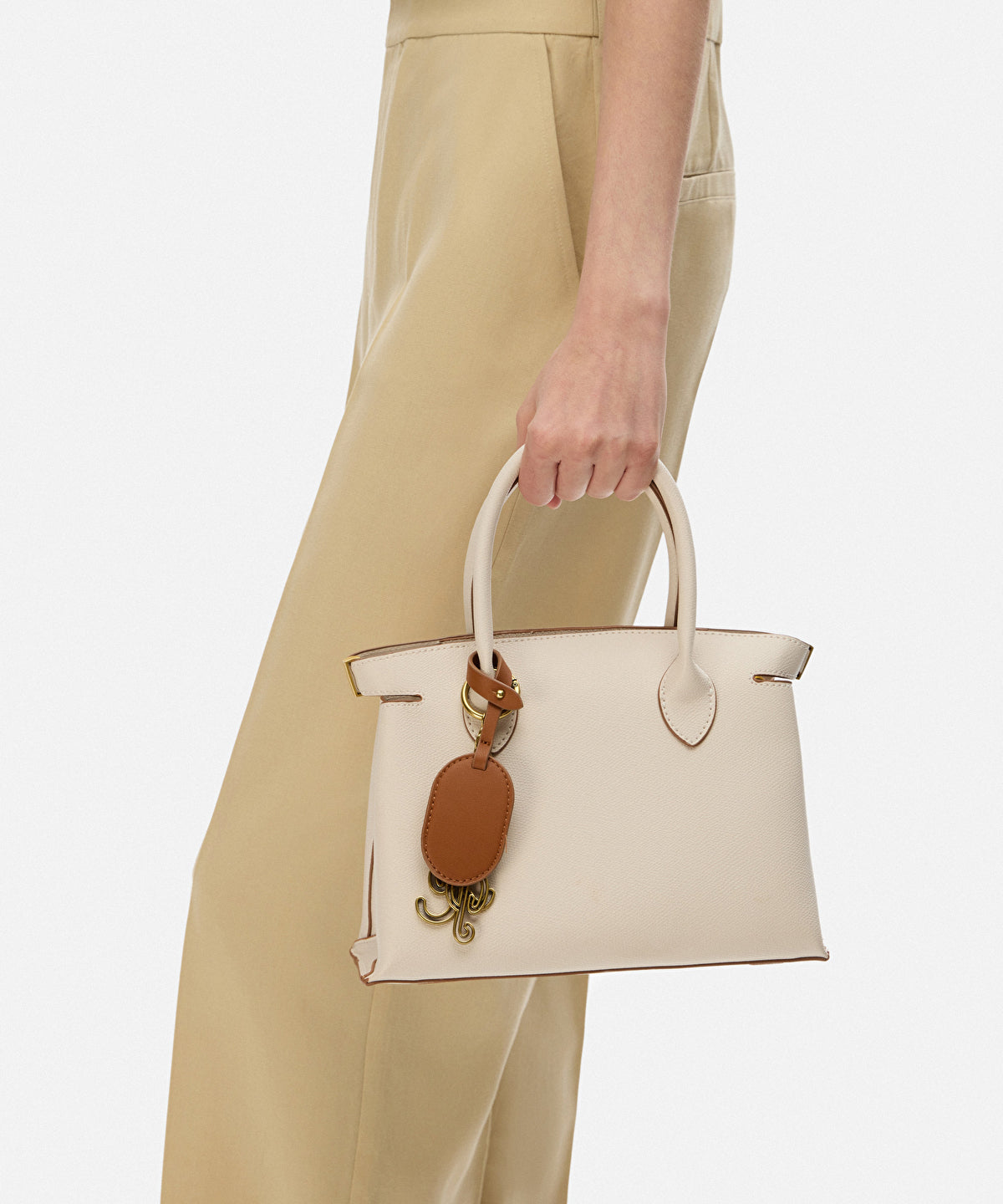 Zoomed Leather-Effect Bag With Logo Charm