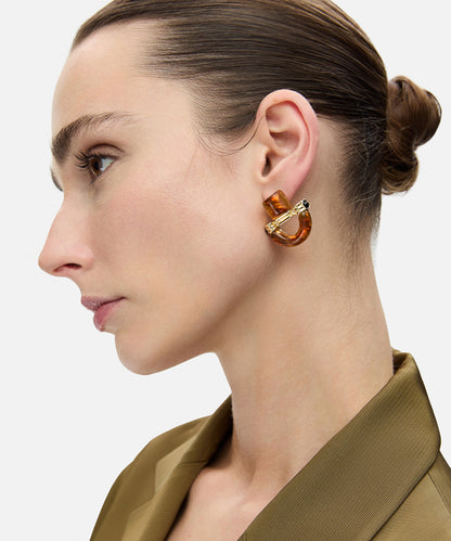 Metal earrings with resin