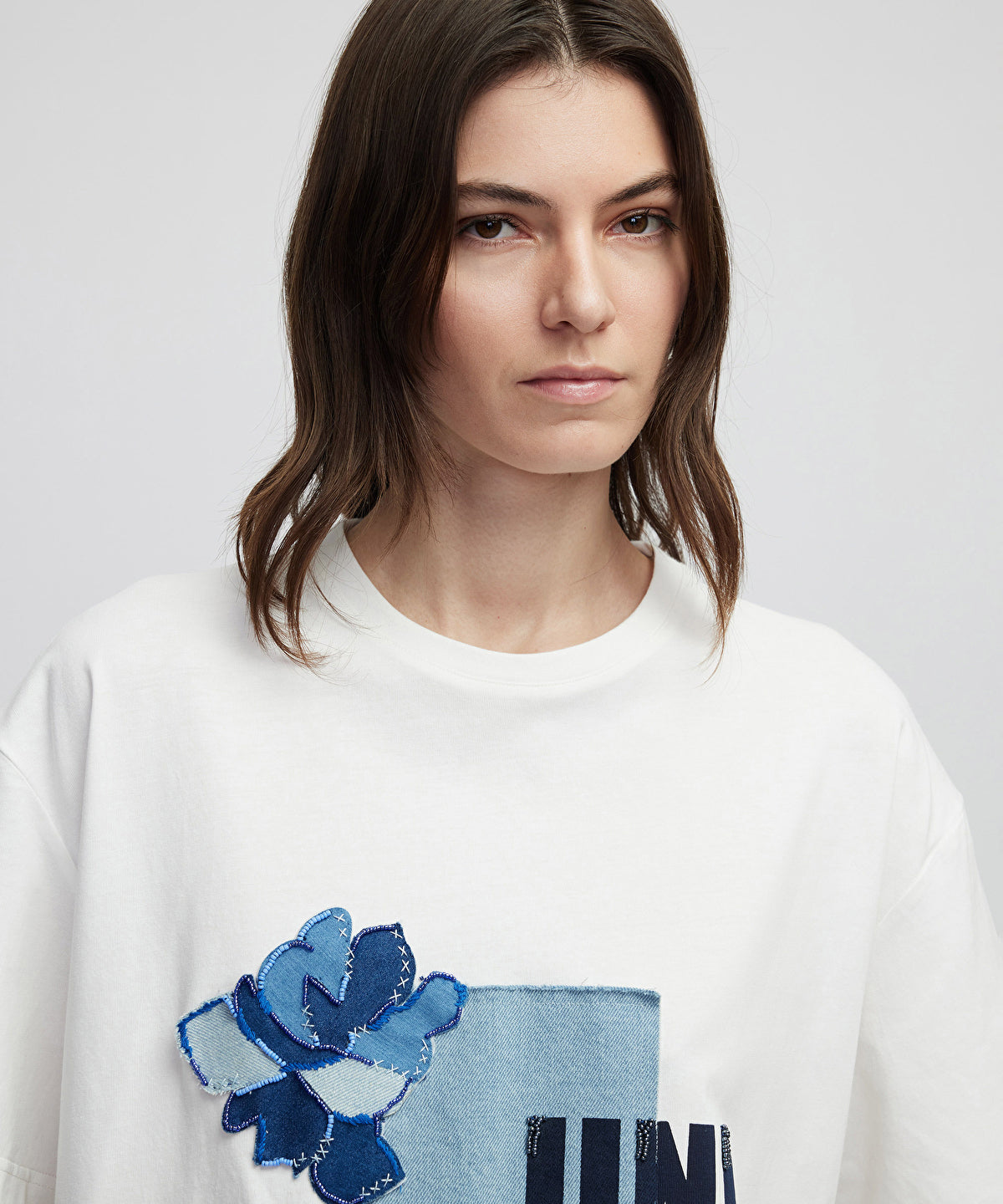 Zoomed Denim Applique T-Shirt