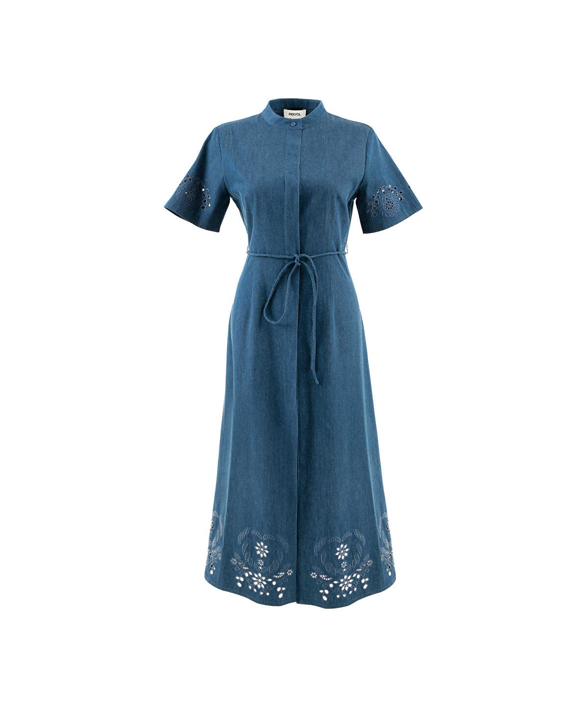 Embroidered Denim Shirt Dress