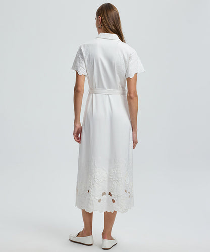 Shirt Dress with Floral Applique