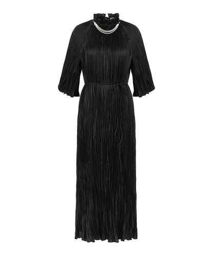 Crinkle-Effect Embellished Dress