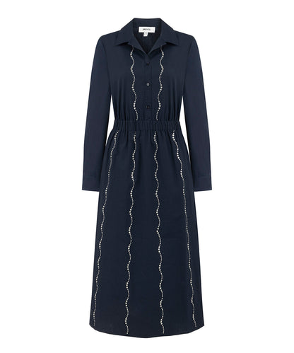 Rhinestone Embellished Poplin Dress