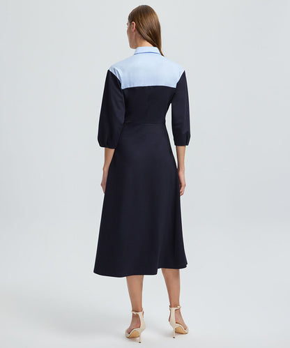 Floral Applique Color-Block Dress