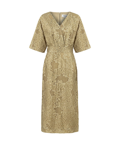 Jacquard V-Neck Midi Dress