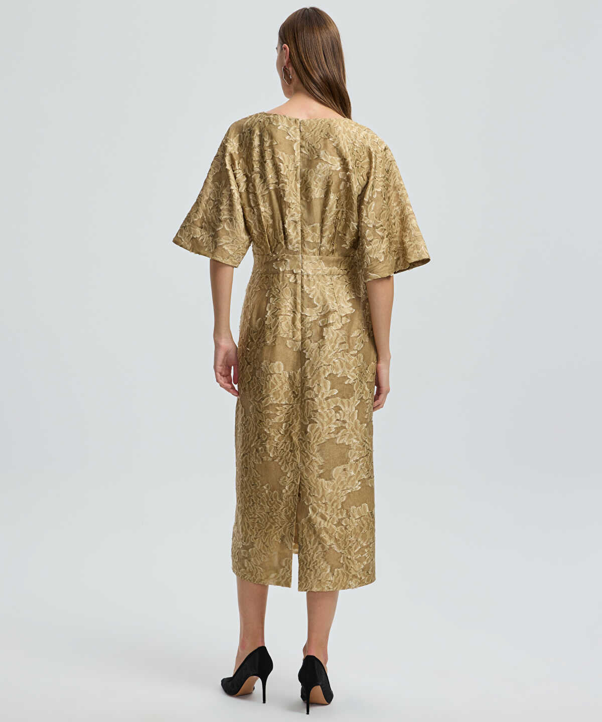 Jacquard V-Neck Midi Dress