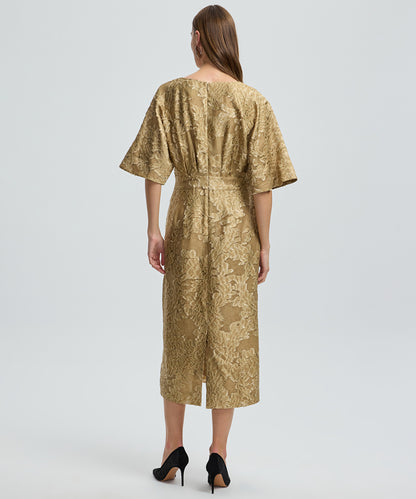 Jacquard V-Neck Midi Dress