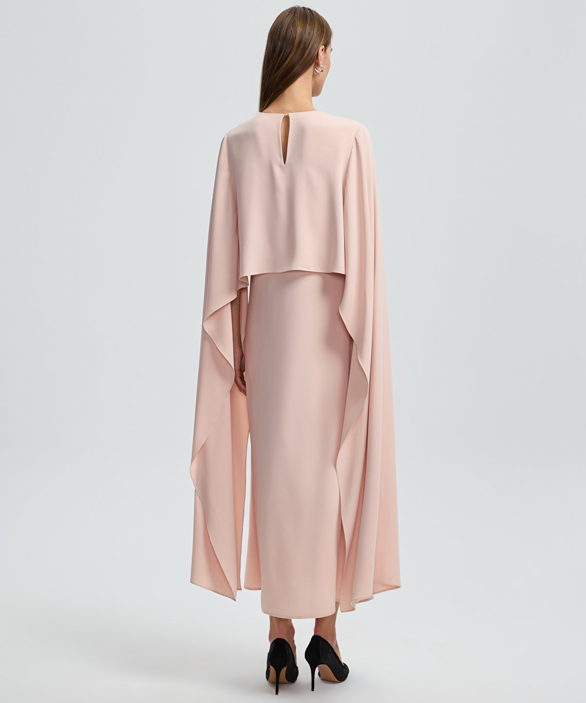 Zoomed Cape-Effect Layered Dress