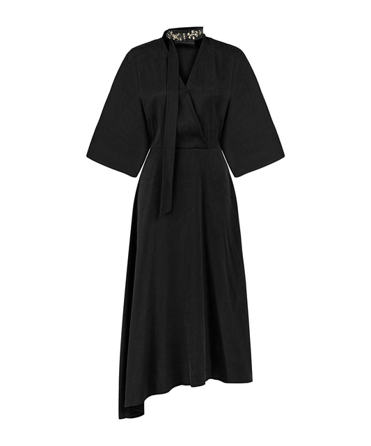 Midi Dress with Embellished Scarf 