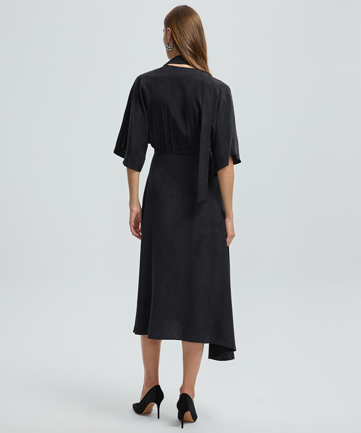 Midi Dress with Embellished Scarf 