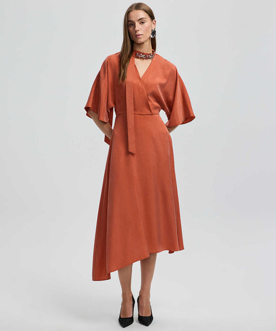 Midi Dress with Embellished Scarf 
